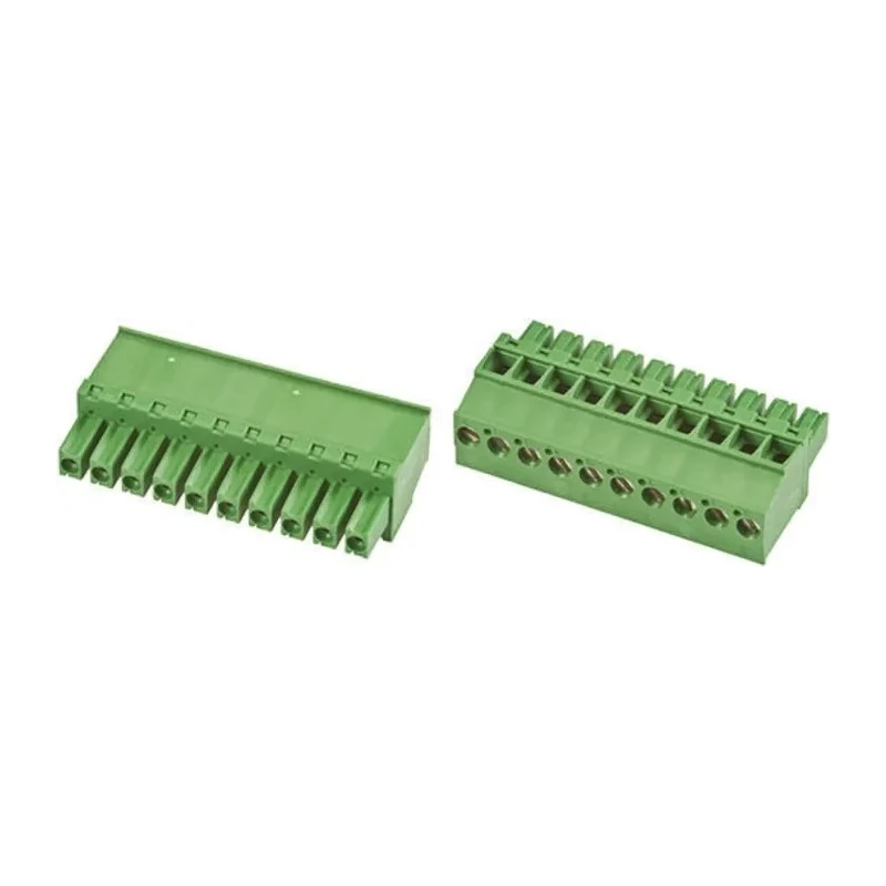 TE Connectivity Pluggable Terminal Block 10-Contact 3.81 mm Pitch 1 Row 300V Screw Connection Male Green Housing 1-1986374-0