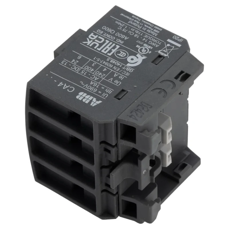 ABB Auxiliary Contact 4 Contact 4 NO Front Mount 6 A 600 V DC 690 V AC CA4-40U