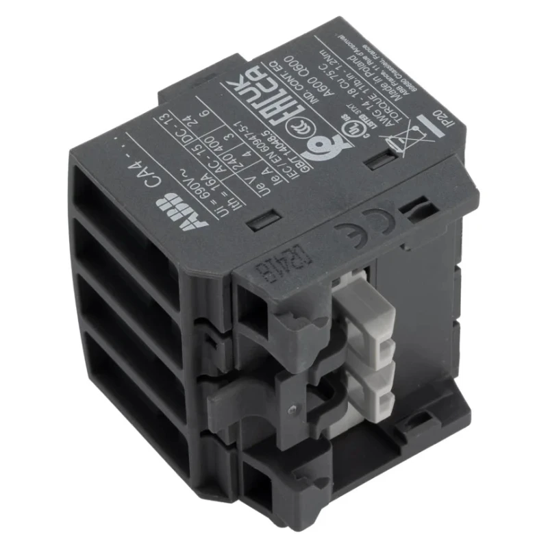 ABB Auxiliary Contact, 4 Contact, 4 NC, CA4 Series, Front Mount, 6 A, 600 V DC, 690 V AC CA4-04M