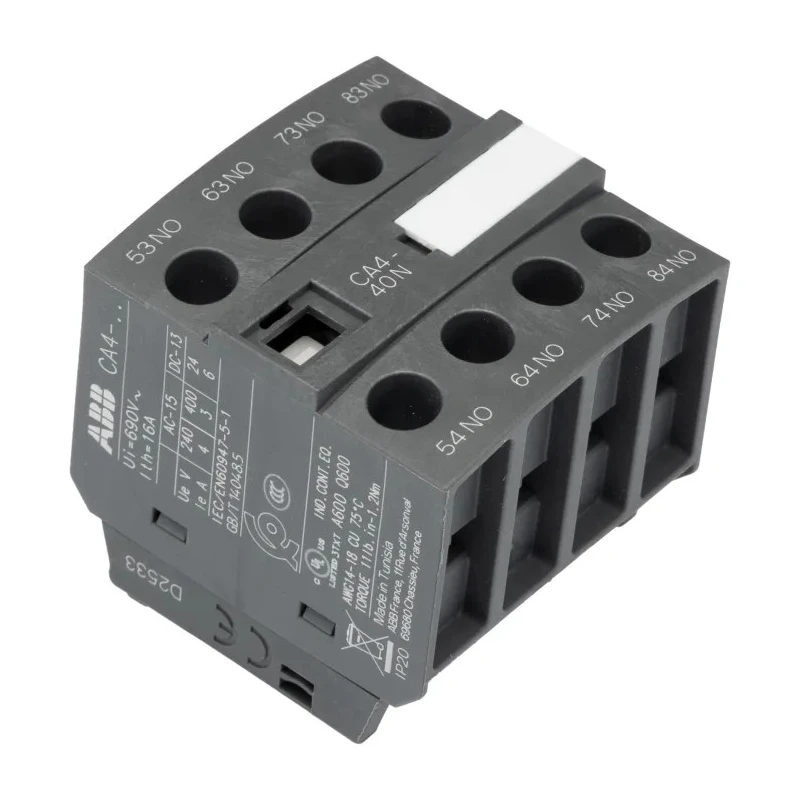 ABB Auxiliary Contact 4 Contact 4 NO Front Mount 6 A 600 V dc 690 V ac CA4-40N