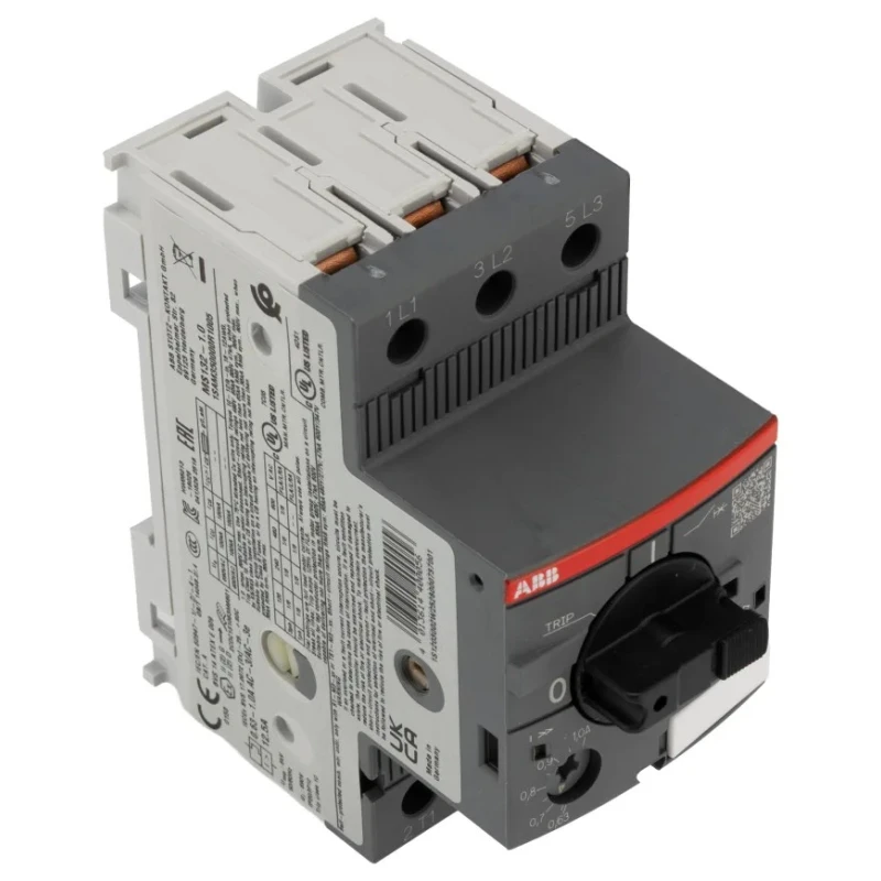 ABB Motor Protection Circuit Breaker MS132 Series 630 mA to 1A Current Rating 600V 3-Pole IP20 IP10 MS132