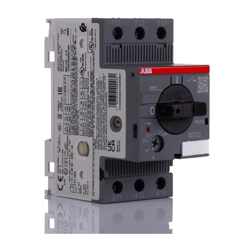 ABB 3 Pole Motor Protection Circuit Breaker MS132 Series 1.6-2.5A Current Rating 600V 70°C Operating Temp MS132