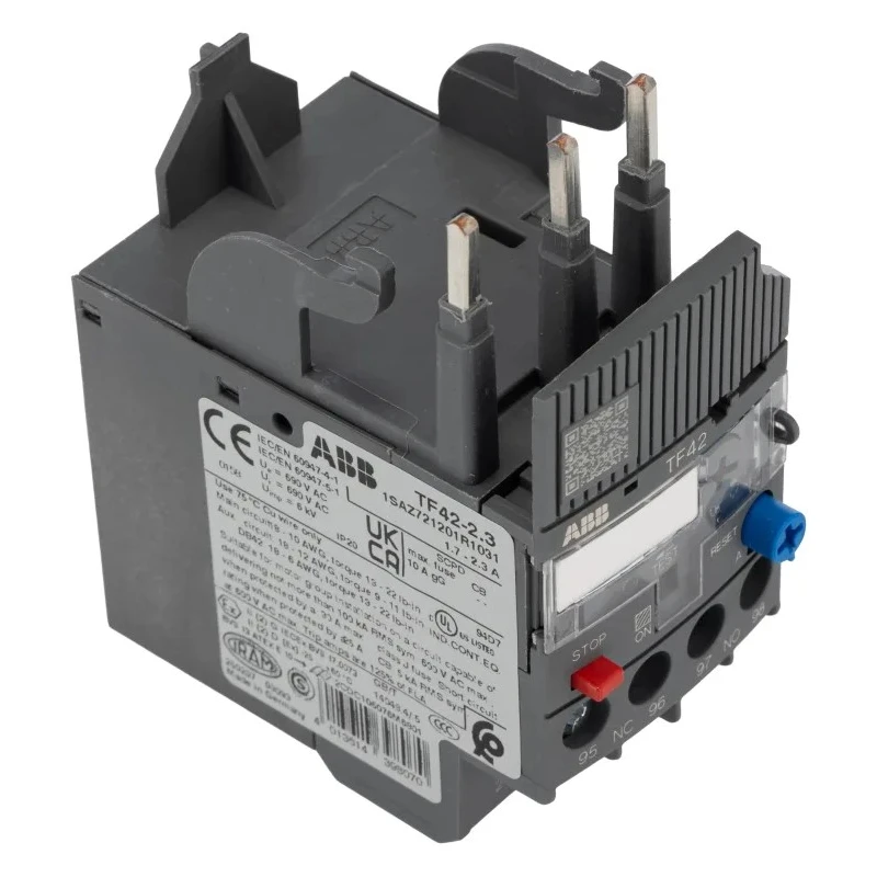 ABB Thermal Overload Relay TF42 1 NO/1 NC, Adjustable Current Range 1.7 to 2.3 A, 2.3A Contact Rating, 2 W Power Rating TF42