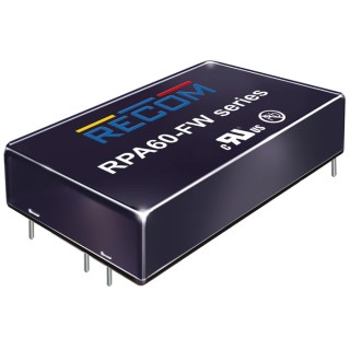 Recom DC/DC Converter 12V DC 5A 36V DC Input 9V Input 60W Through Hole 75°C Max Temp RPA60-FW