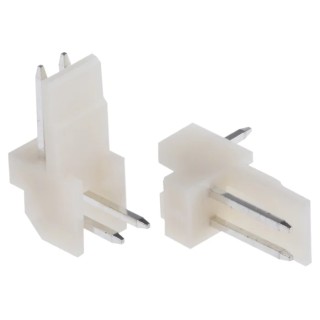 TE Connectivity EI Series Right Angle Through Hole PCB Header, 2 Contacts, 2.5 mm Pitch, 1 Row, Shrouded 171826-2