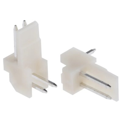 TE Connectivity EI Series Right Angle Through Hole PCB Header, 2 Contacts, 2.5 mm Pitch, 1 Row, Shrouded 171826-2