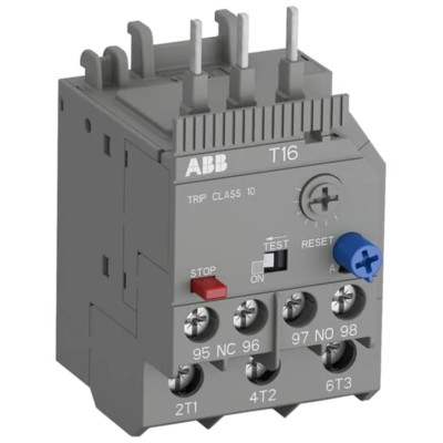 ABB T16 Thermal Overload Relay 3 Pole 1 NO/1 NC 6A FLC, 170mA Contact Rating, 600V DC 1SAZ711201R1008 T16-0.17