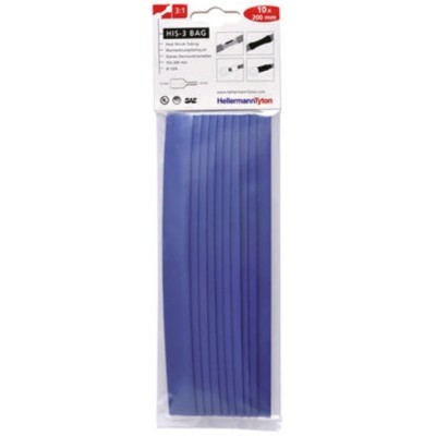 HellermannTyton Heat Shrink Tubing Blue 12 mm Sleeve Diameter x 200mm Length 3:1 Ratio 308-31212 HIS-3-BAG-12/4-PO-X-BU