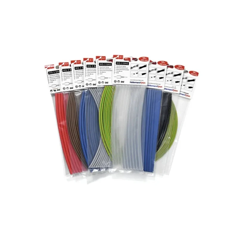 HellermannTyton Heat Shrink Tubing Assorted 12.4 mm Sleeve Diameter x 200mm Length 3:1 308-31216 HIS-3-BAG-12/4-PO-X-MIX