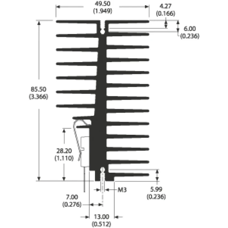 AAVID THERMALLOY Heatsink for Thin Components Power Semiconductors Sensors Black Anodised Nickel Plated 85.5 mm x 0SA36/50/B