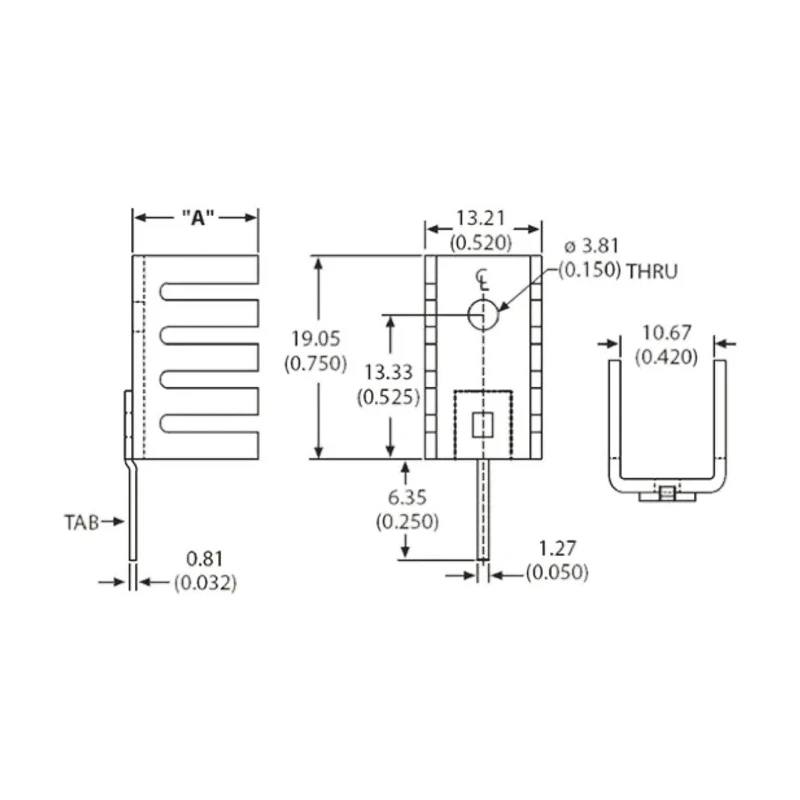 AAVID THERMALLOY Heatsink, 24.4°C/W Thermal Resistance, 12.7 mm Height, 19.05 mm Length, 13.21 mm Width 577202B00000G