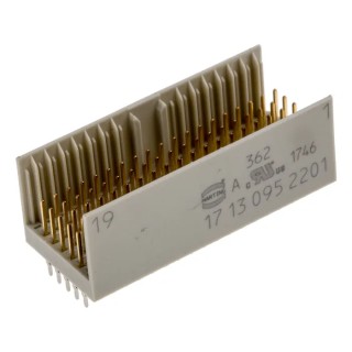 HARTING Hard Metric Backplane Connector, Straight Male, 7 Row, 95 Way, 750V AC, 1A Current, Fibreglass 17130952201