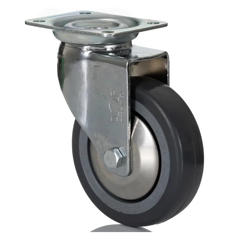 RS PRO Swivel Castor with 80 mm Rubber Wheel, 50 kg Load Capacity, Chrome Frame, Model 712-4866
