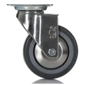 RS PRO Swivel Castor with 80 mm Rubber Wheel, 50 kg Load Capacity, Chrome Frame, Model 712-4866
