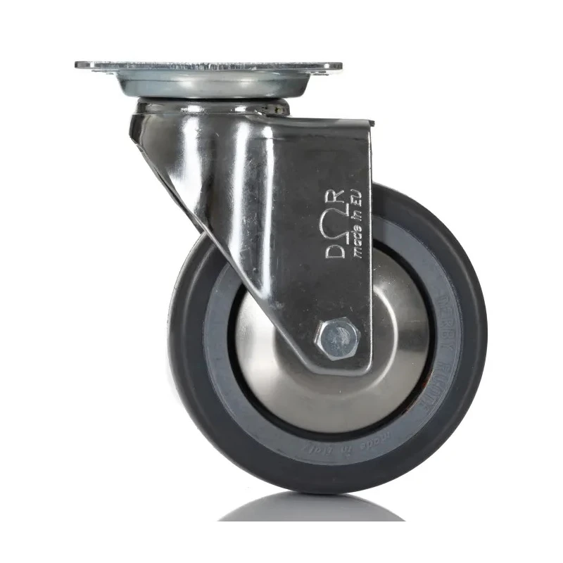 RS PRO Swivel Castor with 80 mm Rubber Wheel, 50 kg Load Capacity, Chrome Frame, Model 712-4866