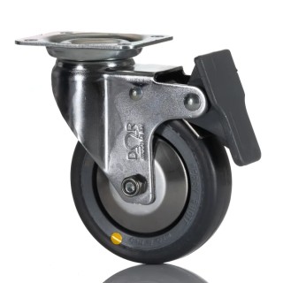 RS PRO Braked Swivel Castor 50 kg Capacity 80 mm Wheel Rubber 712-4869