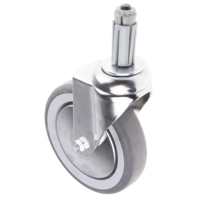 RS PRO Swivel Castor Wheel, Rubber Material, 100 kg Capacity, 125 mm Diameter, 32 mm Width, 159 mm Height 712-4881