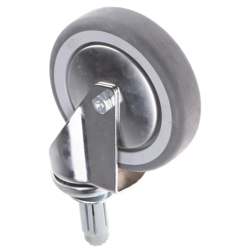 RS PRO Swivel Castor Wheel, Rubber Material, 100 kg Capacity, 125 mm Diameter, 32 mm Width, 159 mm Height 712-4881
