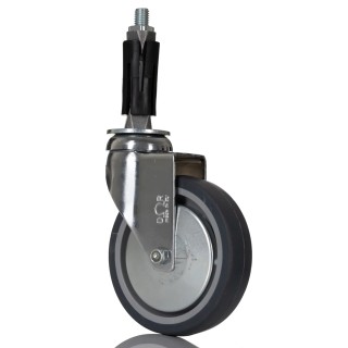 RS PRO Swivel Castor 60 kg Capacity 100 mm Rubber Wheel 127 mm Overall Height 712-4888