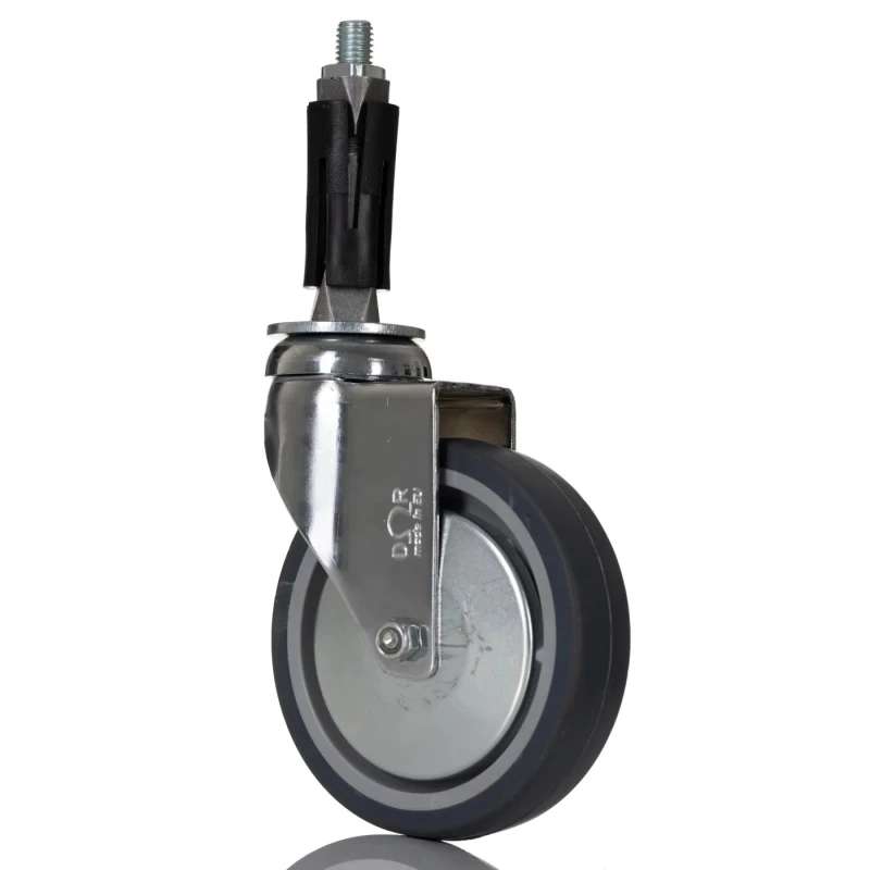 RS PRO Swivel Castor 60 kg Capacity 100 mm Rubber Wheel 127 mm Overall Height 712-4888