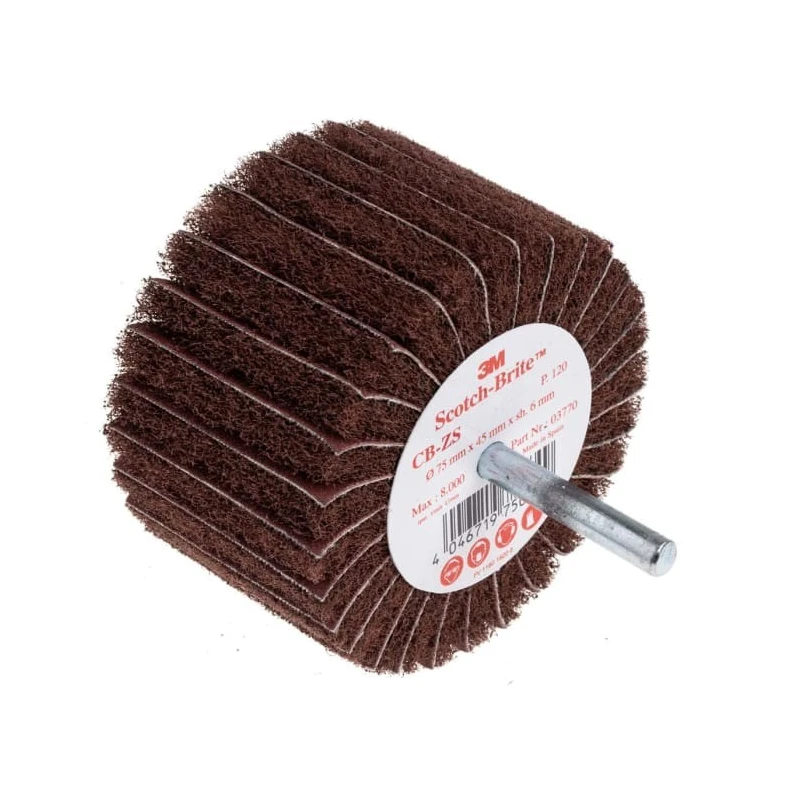 3M Circular Abrasive Brush Nylon Non-Woven Web, 75 mm Diameter, 6 mm Shank, Max Speed 7500rpm 3M450 COMBI 75X45X6 P120