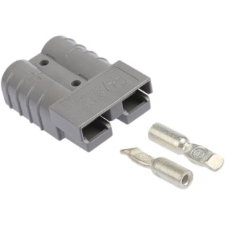 Anderson Power Products SB50 Series 2 Way Male Battery Connector, Straight, Cable Mount, 600V, 50A, Silver-Plated 6319G1