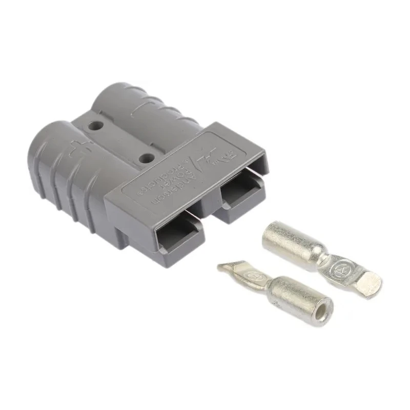 Anderson Power Products SB50 Series 2 Way Male Battery Connector, Straight, Cable Mount, 600V, 50A, Silver-Plated 6319G1