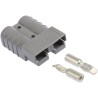 Anderson Power Products SB50 Series 2 Way Male Battery Connector, Straight, Cable Mount, 600V, 50A, Silver-Plated 6319G1