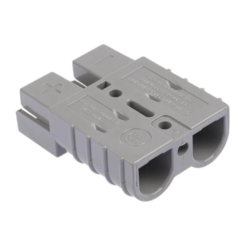 Anderson Power Products SB50 Series 2 Way Male Battery Connector, Straight, Cable Mount, 600V, 50A, Silver-Plated 6319G1