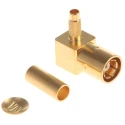 TE Connectivity SMB Series Coaxial Connector Cable Male SMB 50 Ω Right Angle Body Crimp 414002-1