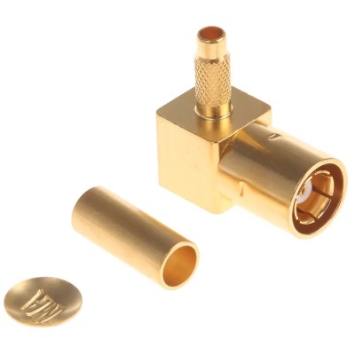 TE Connectivity SMB Series Coaxial Connector Cable Male SMB 50 Ω Right Angle Body Crimp 414002-1