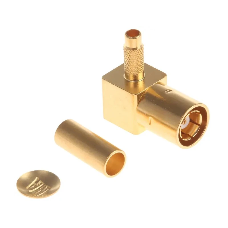TE Connectivity SMB Series Coaxial Connector Cable Male SMB 50 Ω Right Angle Body Crimp 414002-1