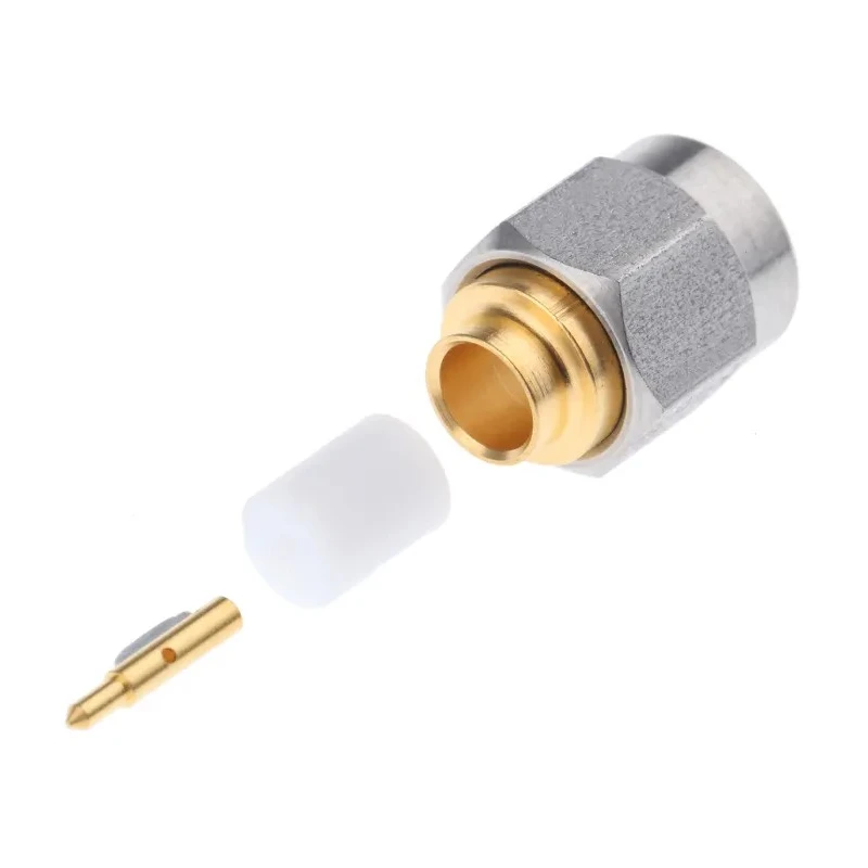 TE Connectivity SMA Series RF Coaxial Connector Cable Male SMA, 50 Ω, Straight Body, Solder Termination 1050525-1
