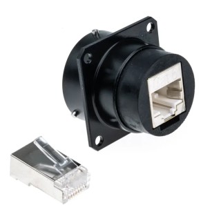 Glenair IPT Series RJ45 Connector Female Panel Mount Cat6 Straight 1 Port 