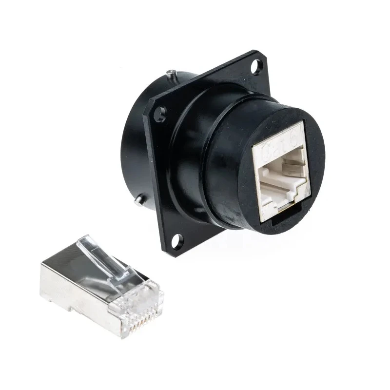 Glenair IPT Series RJ45 Connector Female Panel Mount Cat6 Straight 1 Port 
