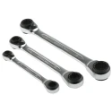 Bahco 3-Piece Ratchet Spanner Set, Sizes 8 x 9 To 18 x 19 mm, Chrome Vanadium Steel, Nickel Chrome Plated Finish S4RM/3T