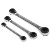 Bahco 3-Piece Ratchet Spanner Set, Sizes 8 x 9 To 18 x 19 mm, Chrome Vanadium Steel, Nickel Chrome Plated Finish S4RM/3T