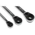 Bahco 3-Piece Ratchet Spanner Set, Sizes 8 x 9 To 18 x 19 mm, Chrome Vanadium Steel, Nickel Chrome Plated Finish S4RM/3T