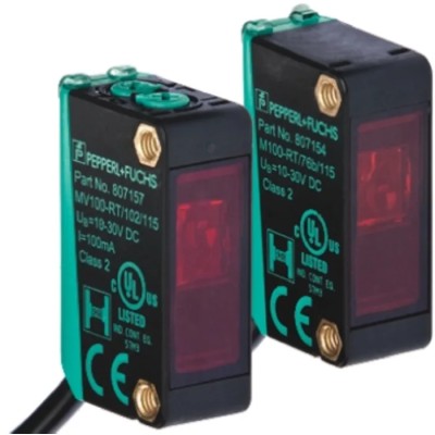 Pepperl + Fuchs Through Beam Photoelectric Sensor, Block Sensor, 10 m Detection Range, PNP Output M100/MV100-RT/76a/103/115