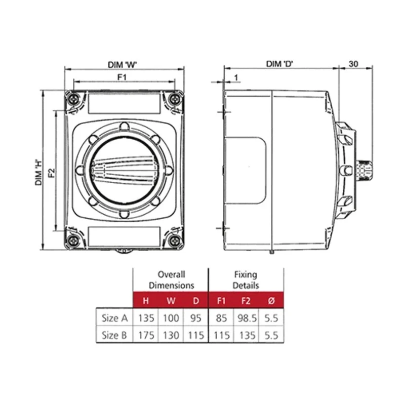 Craig & Derricott 3-Pole Base Isolator Switch IP65, 20A, 63 kW 