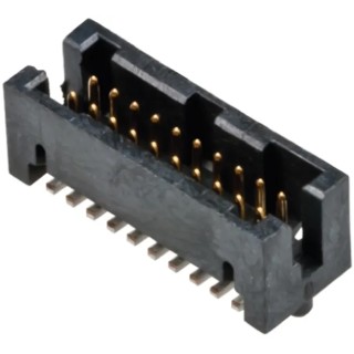 Amphenol ICC Rib-Cage Series Straight Surface PCB Header, 20 Contacts, 1.27 mm Pitch, 2 Row, Shrouded 87409-110LF