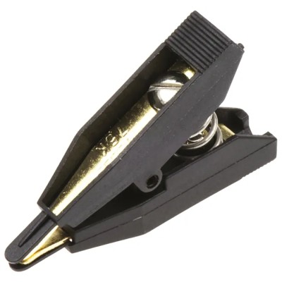 Mueller Electric 10A Kelvin Clip with 7.9mm Jaw Opening, Gold Plated Contacts, Black Nylon Insulation BU-75K