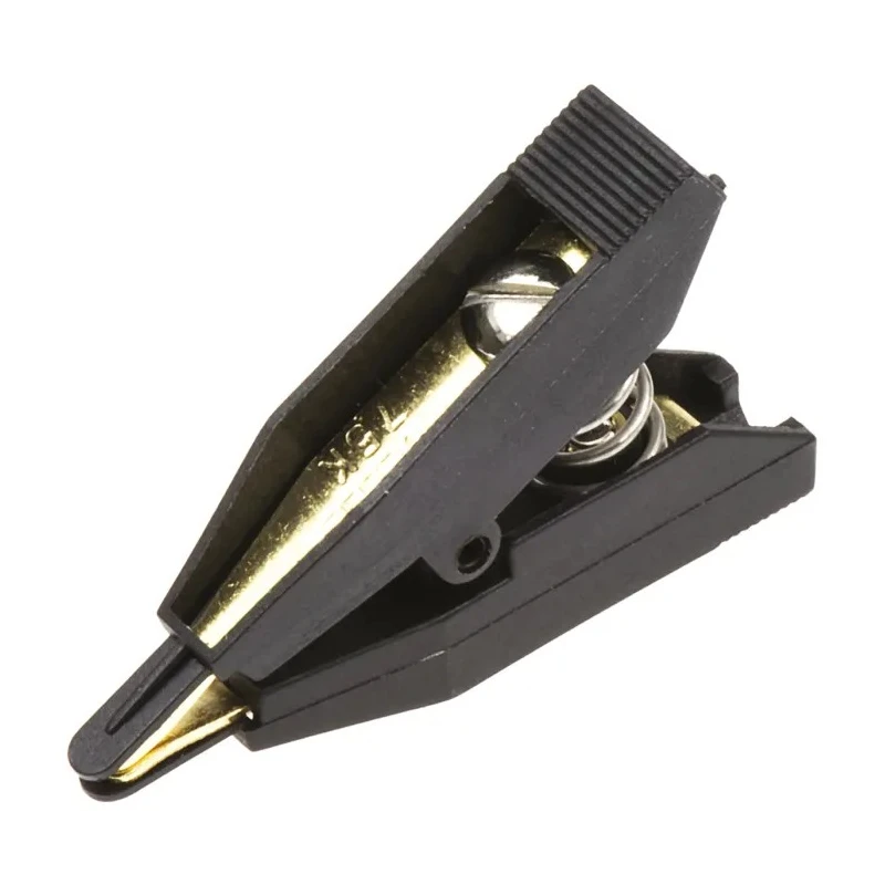 Mueller Electric 10A Kelvin Clip with 7.9mm Jaw Opening, Gold Plated Contacts, Black Nylon Insulation BU-75K