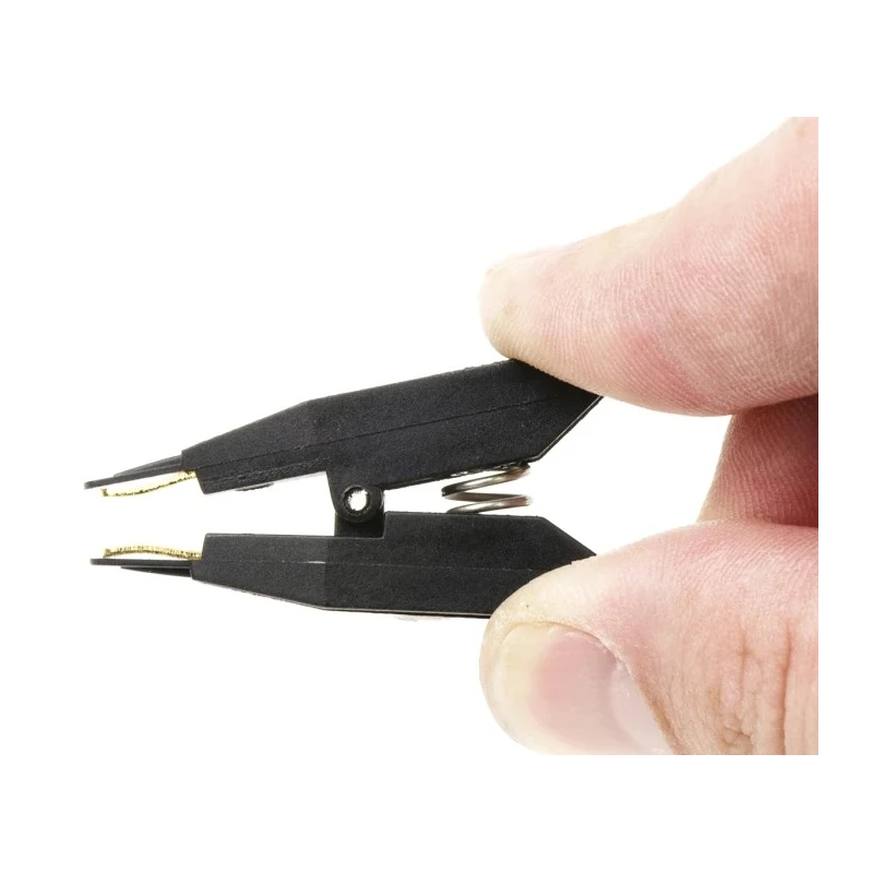 Mueller Electric 10A Kelvin Clip with 7.9mm Jaw Opening, Gold Plated Contacts, Black Nylon Insulation BU-75K
