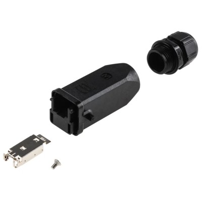 HARTING Han 3A RJ45 Series RJ45 Connector Male Cable Cat6 Shielded Straight 1 Port 8 Way 09451251560