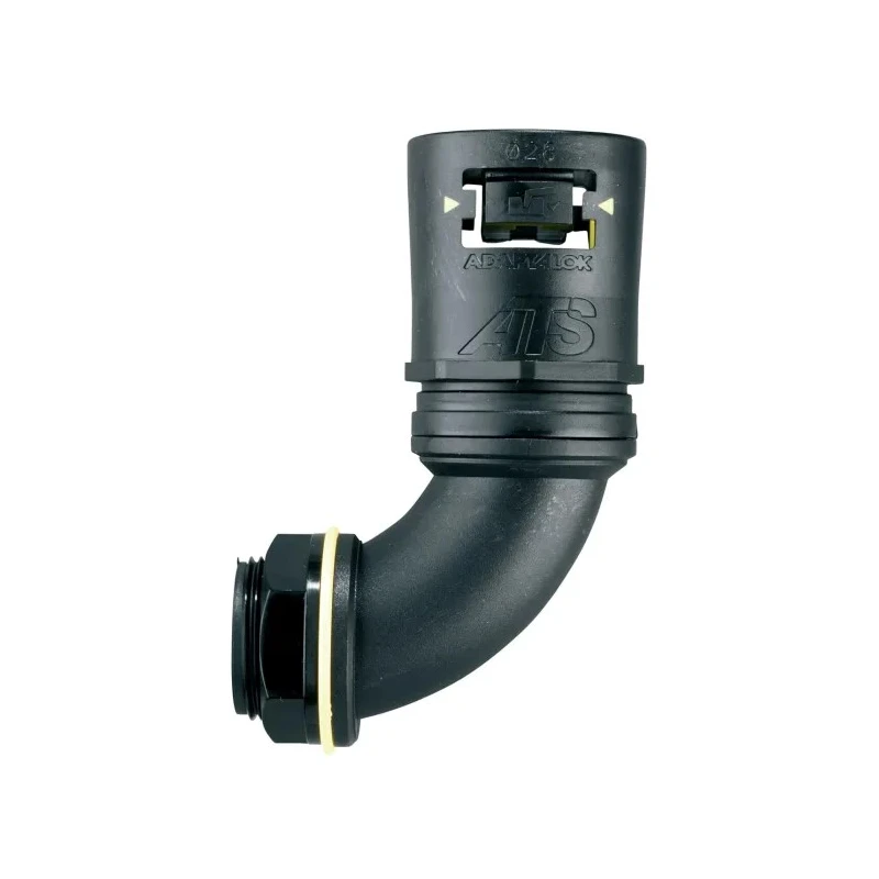 Adaptaflex Conduit Fitting, 28 mm Nominal Size, M25 Thread, Polyamide 66 Black, IP68, IPX8 7TCA296170R0404 AT28/M25/C90/BLY