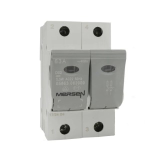 Mersen 63A Bottle Fuse Holder 2-Pole for D02 Fuse 36x15 mm, 400V AC J1012606 / 05862.063000