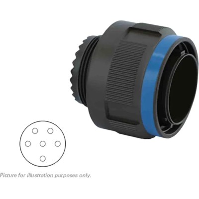 Souriau Sunbank by Eaton MIL Spec Circular Connector, 8D Series, Copper Alloy, Straight 6 Way Cable, Male, Black 8D517Z06PN