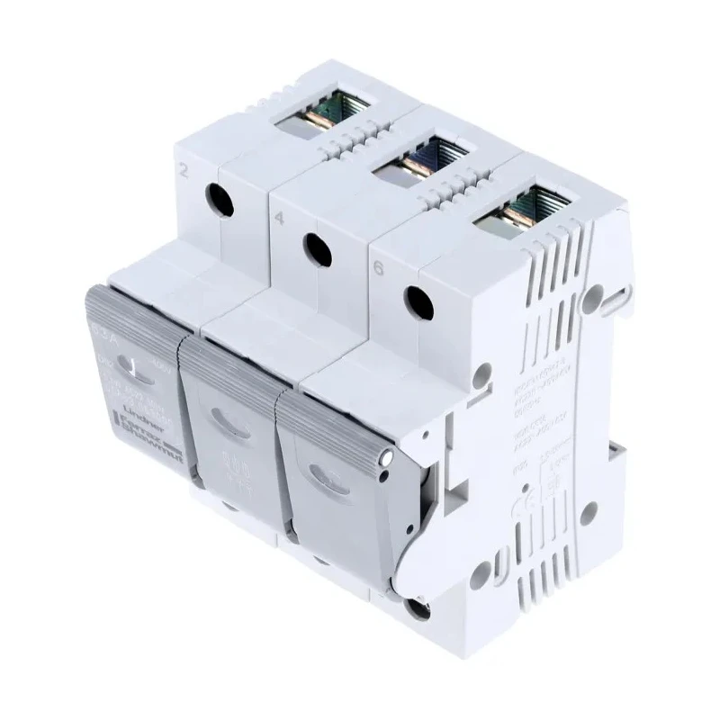 Mersen 63A Bottle Fuse Holder Panel Mount 3-Pole for D02, 36 x 15 mm Fuse, 400V AC B1012622 / 05863.063000