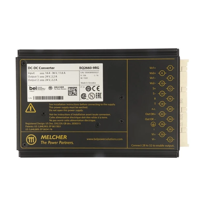 BEL POWER SOLUTIONS INC Q Series DC/DC Converter 5.5V 24mA 36V Input 14.4V Input 102W Max Output Power BQ2660-9RG